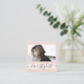 Carte De Visite Carré Moderne blush rose cheveux styliste signature phot (Debout devant)