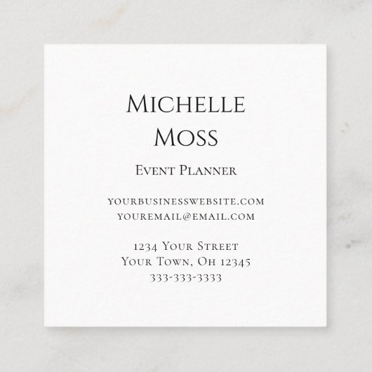 Carte De Visite Carré Moderne Boho Daisies Chic Event Planner (Dos)
