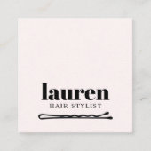 Carte De Visite Carré Moderne Bold Light Pastel Noir Bold Bobby Pin Chev (Devant)