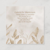 Carte De Visite Carré Moderne Botanique Beige Boho Photo Script (Dos)