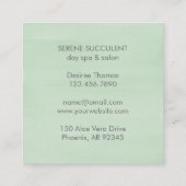 Carte De Visite Carré Moderne Botanique Sage Vert Élégant Succulent (Dos)