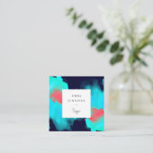 Carte De Visite Carré Moderne Bright Abstrait bleu Peint Motif (Debout devant)