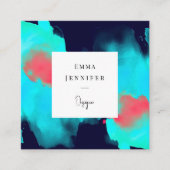 Carte De Visite Carré Moderne Bright Abstrait bleu Peint Motif (Devant)