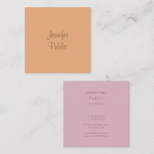 Carte De Visite Carré Moderne Calligraphié Nom de script Élégant Modèle (Devant / Derrière)