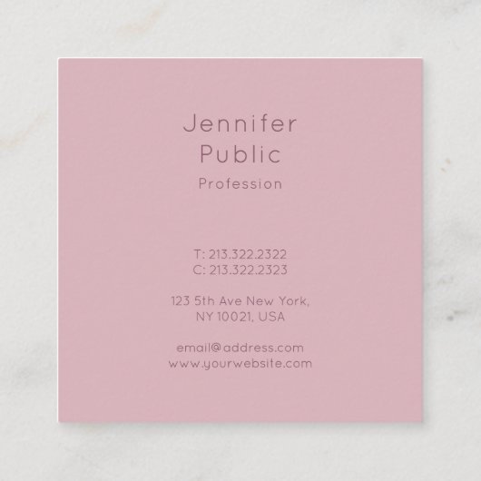 Carte De Visite Carré Moderne Calligraphié Nom de script Élégant Modèle (Dos)