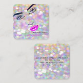 Carte De Visite Carré Moderne Chic Bokeh, Fille Face, Maquillage (Devant / Derrière)