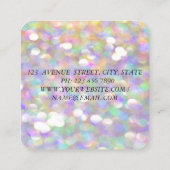 Carte De Visite Carré Moderne Chic Bokeh, Fille Face, Maquillage (Dos)