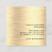 Carte De Visite Carré Moderne Chic rose rose Faux Or brossé métal (Dos)