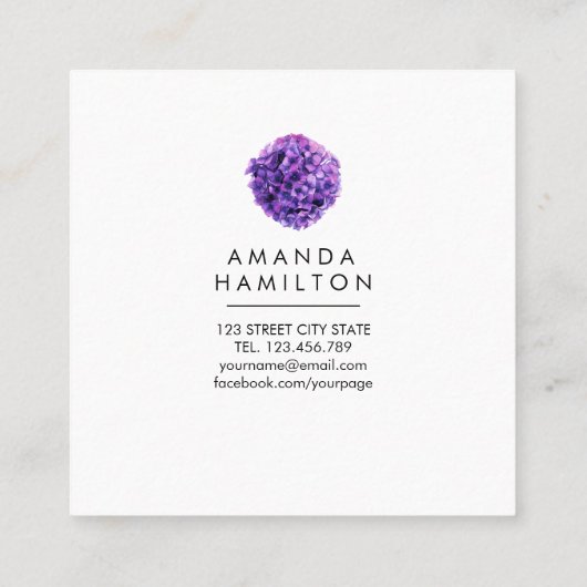 Carte De Visite Carré Moderne classique UlUV hydrangée de fleurs (Dos)
