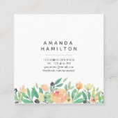 Carte De Visite Carré Moderne Classy Aquarelle rose orangé feuille (Dos)