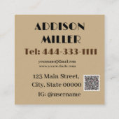 Carte De Visite Carré Moderne, coiffeuse et code QR (Dos)