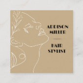 Carte De Visite Carré Moderne, coiffeuse et code QR (Devant)