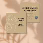 Carte De Visite Carré Moderne, coiffeuse et code QR