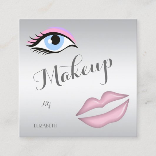 Carte De Visite Carré Moderne Design Professionnel, Oeil, Lèvres (Devant)