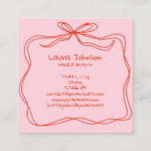 Carte De Visite Carré Moderne Doodle Maquillage Whimsical Artiste Bow Ro (Dos)