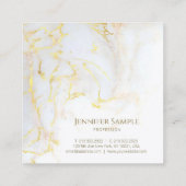 Carte De Visite Carré Moderne d'or élégant de modèle de luxe de marbre (Dos)