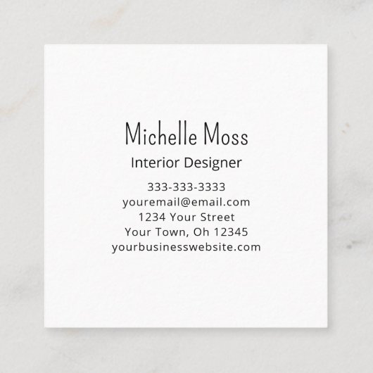 Carte De Visite Carré Moderne Elegant Abstrait Designer Intérieur violet (Dos)