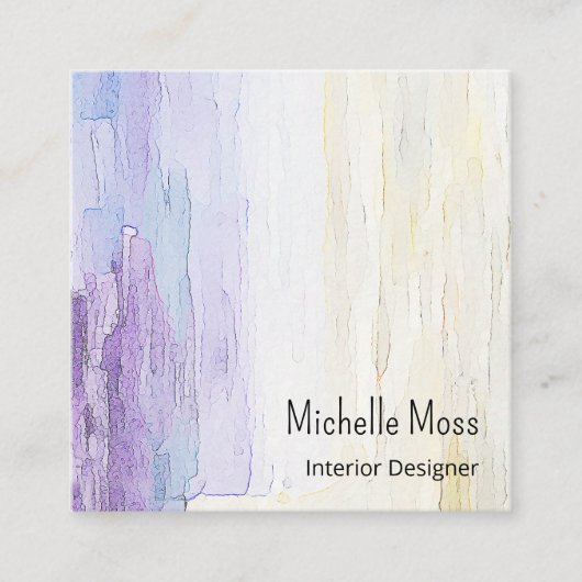Carte De Visite Carré Moderne Elegant Abstrait Designer Intérieur violet (Devant)