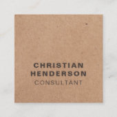 Carte De Visite Carré Moderne Elegant Brown papier Kraft blanc Consultan (Devant)