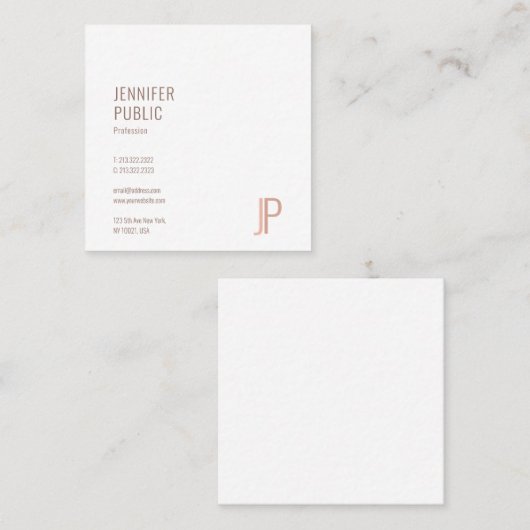 Carte De Visite Carré Moderne Elégant Design tendance Monogram Modèle (Devant / Derrière)