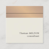 Carte De Visite Carré Moderne Elegant Faux Gold Stripes Consultant (Devant)