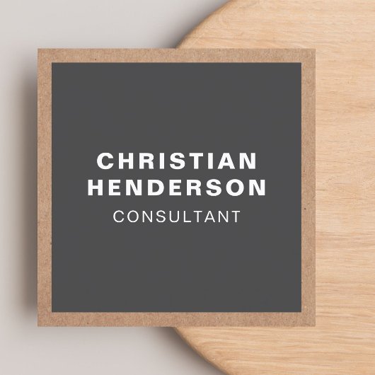 Carte De Visite Carré Moderne Elegant Grey Kraft Consultant en Papier