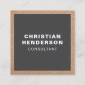 Carte De Visite Carré Moderne Elegant Grey Kraft Consultant en Papier (Devant)