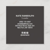 Carte De Visite Carré Moderne Elegant gris argent (Dos)