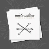 Carte De Visite Carré Moderne Elegant gris blanc Bobby Pins coiffeuse