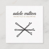 Carte De Visite Carré Moderne Elegant gris blanc Bobby Pins coiffeuse (Devant)