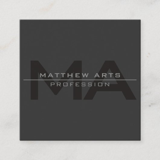 Carte De Visite Carré Moderne élégant gris foncé (Devant)