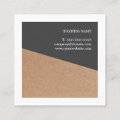 Carte De Visite Carré Moderne Elegant Kraft Gris Blanc Géométrique (Dos)