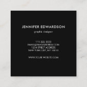 Carte De Visite Carré Moderne élégant marbre noir or professionnel (Dos)