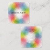 Carte De Visite Carré Moderne Elégant Modèle couleur arc-en-ciel tendanc (Devant / Derrière)