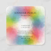 Carte De Visite Carré Moderne Elégant Modèle couleur arc-en-ciel tendanc (Dos)