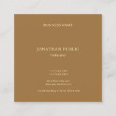 Carte De Visite Carré Moderne Elegant Modèle Or Texte Monogramme Luxe (Dos)