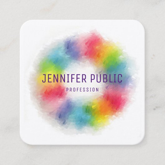 Carte De Visite Carré Moderne Élégant Modèle Professionnel Luxueux (Devant)