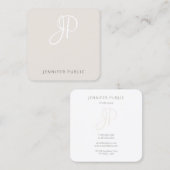 Carte De Visite Carré Moderne Élégant Monogramme Modèle Professionnel (Devant / Derrière)