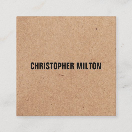 Carte De Visite Carré Moderne Elegant noir blanc Kraft papier Consultant (Devant)