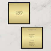 Carte De Visite Carré Moderne Elegant Noir Or tendance Glam Luxe (Devant / Derrière)