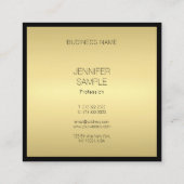 Carte De Visite Carré Moderne Elegant Noir Or tendance Glam Luxe (Dos)