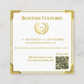 Carte De Visite Carré Moderne élégant Or Blanc Élégant (Dos)