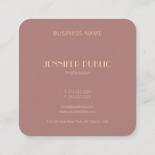 Carte De Visite Carré Moderne Elegant Or Monogram Modèle Luxe (Dos)