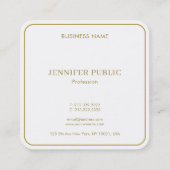 Carte De Visite Carré Moderne Elegant Or Monogram Modèle Luxe (Dos)
