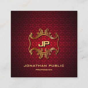 Carte De Visite Carré Moderne Elegant Professionnel Monogramme Or Luxe