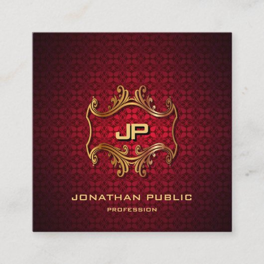 Carte De Visite Carré Moderne Elegant Professionnel Monogramme Or Luxe (Devant)
