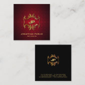 Carte De Visite Carré Moderne Elegant Professionnel Monogramme Or Luxe (Devant / Derrière)