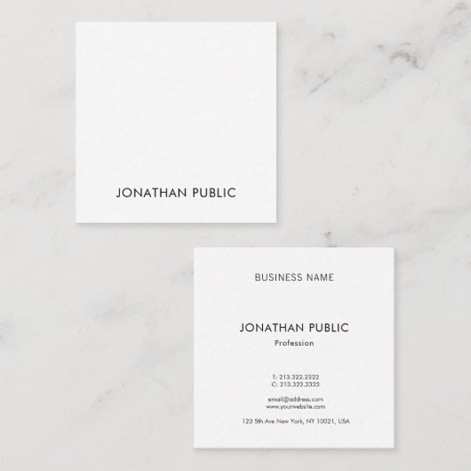 Carte De Visite Carré Moderne élégant Propre Professionnel Modèle Luxe (Devant / Derrière)