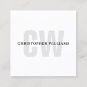 Carte De Visite Carré Moderne Élégant Simple Monogramme Blanc Consultant (Devant)