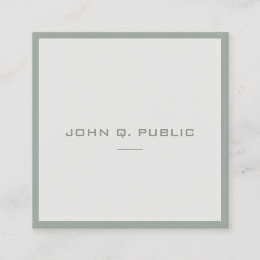 Carte De Visite Carré Moderne Elite Design simple Modèle Élégant Vert (Devant)